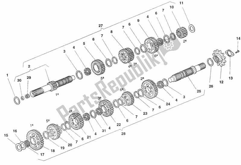 Todas las partes para Caja De Cambios de Ducati Superbike 916 SP 1995